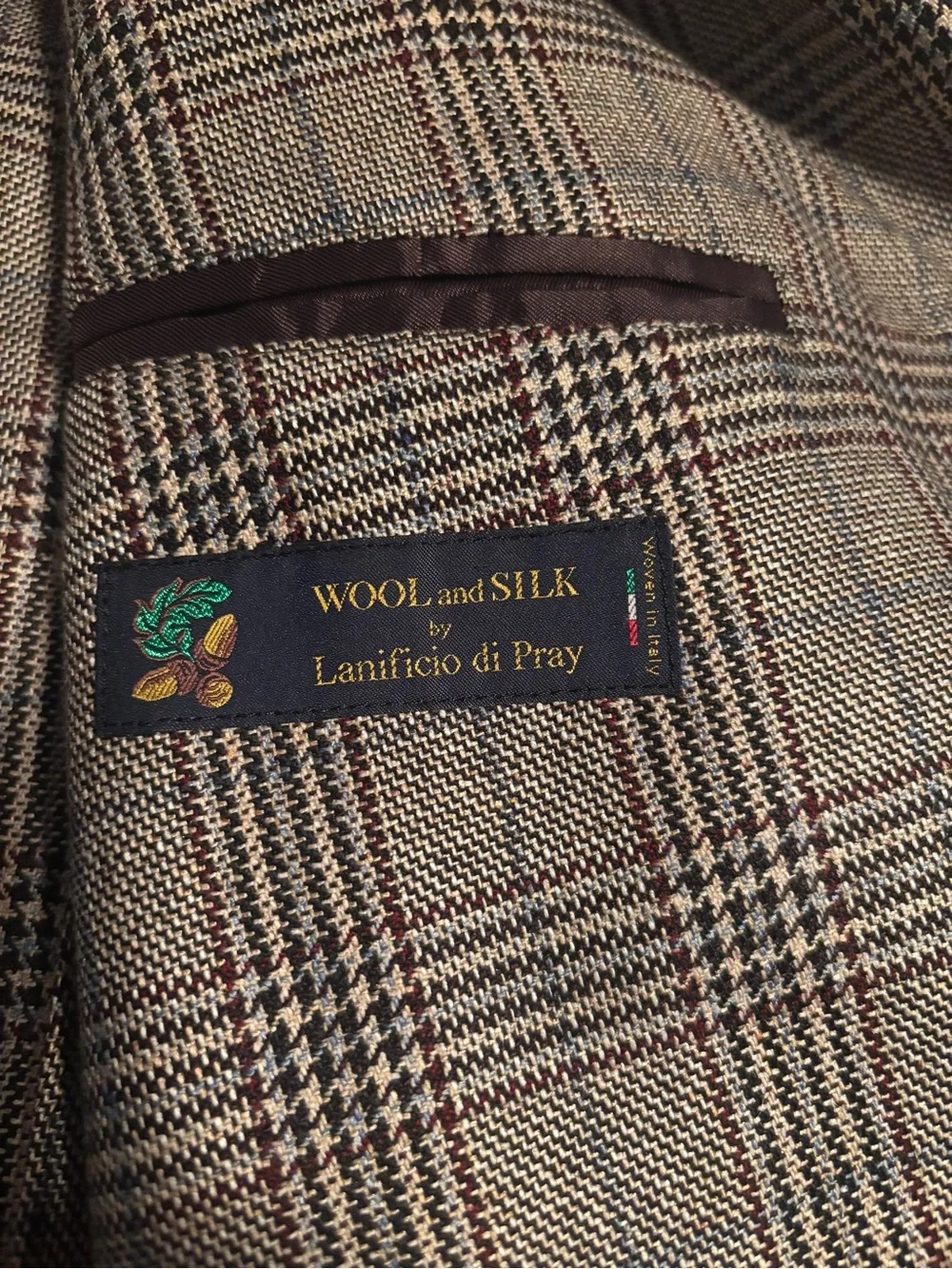 Beretta Italy Men’s 54 / US 44 Wool Silk Glen Plaid Lanificio di Pray Sport Coat